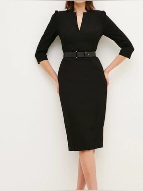 Karen Millen Forever Belted Midi
Pencil Dress Black Sheath Belted Midi Dress